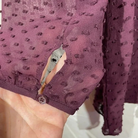 Aritzia Babaton Womens Silk Blend Blouse V-Neck Swiss Dot 3/4 Sleeve Size XS - Picture 9 of 12